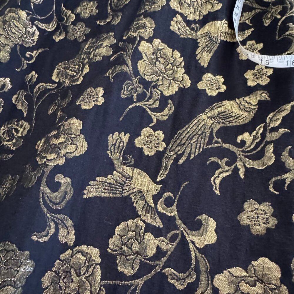 Anthropologie Maeve Black & Gold Floral Birds Jacquard Dress - Picture 7 of 16